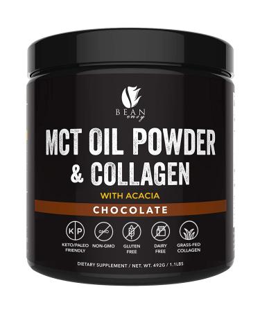 Bean Envy MCT Oil Powder with Collagen and Acacia - Gluten & Dairy-Free - Keto Creamer for Coffee, Ice Cream, Shakes and Smoothies  Chocolate