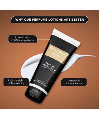 Buy Bella Vita Luxury KLUB Man Body Perfume Lotion | Nourishing Hydrating Skin with Argan Oil & Shea Butter | 200ml | International Shipping - Buy Online on GoSupps.com