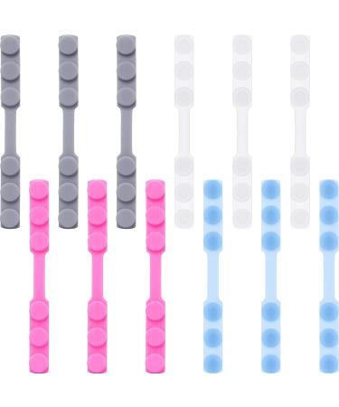 12 Pieces Mask Extender Hook Adjustable Silicone Mask Extension Buckle Ear Grips Anti Tightening Mask Holder Hook Ear Strap Accessories for Relieving Pressure and Pain (Blue, Pink, White, Gray)