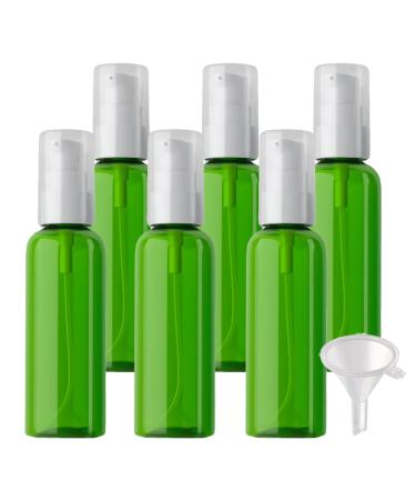 ZEOABSY 6 Pieces 100 ml Green Lotion Bottles with White Pump 100ml Empty PET Plastic Lotion Pump Bottle Cosmetic Gel Travel Container for Cosmetic Make up Cleaning + 1 x Funnel Green 100ml