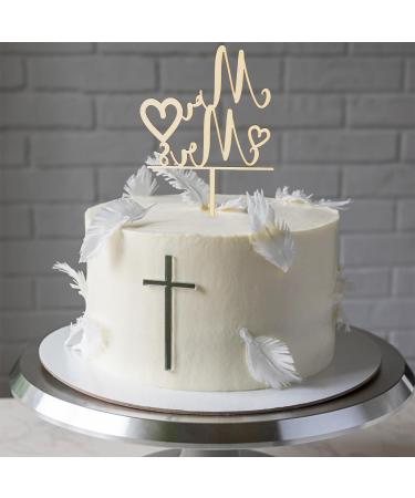 Wooden Mr and Mrs Cake Topper Wedding Cake Topper Bride and Groom Sign Wedding Engagement Cake Toppers Decoration Wedding Party Supplies (Style 2) - Buy Online on GoSupps.com