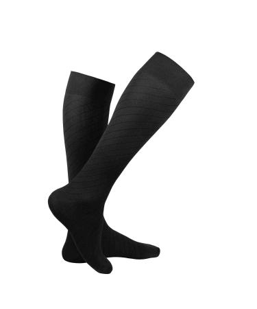 Truform Travel Compression Socks for Men and Women 15-20 Knee High Over Calf Length Black Large Black Large (1 Pair)