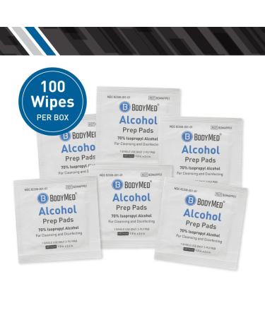 BodyMed 70% Isopropyl Alcohol Prep Pads - 100 Count Individually Wrapped - Sterile Antiseptic Alcohol Wipes for Medical & First Aid Kits - Buy Online on GoSupps.com
