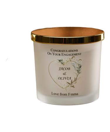 Personalised Large Double Wick Engagement Candle Gift with Gold Leaf (White Musk Vanilla)