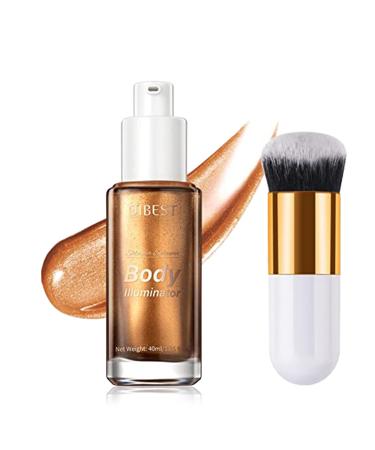 Liquid Body Illuminator  Waterproof Moisturizing And Glow For Face & Body  All-In-One Makeup Liquid Illuminator  Summer Body Highlighter Face Luminizer Makeup Brush Include  (03Bronze Gold) 03Bronze Glod