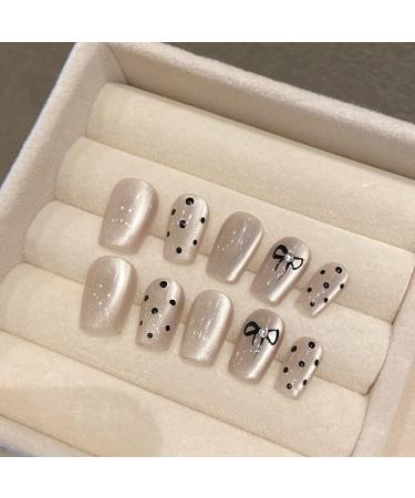 Handmade Nail Wearing Butterfly Diamond Wave Dot Long Short Ladder Nail Art(XS)