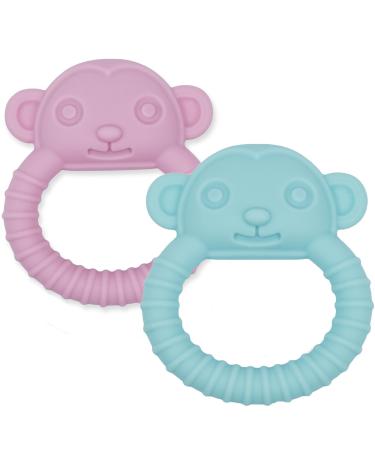 Teething Toys for Baby  Seeway Teether Toys for Infants 0-6  6-12 Months  Easy to Hold and Soothe Sore Gums Chewable Baby Teethers  BPA-Free  100% Food Grade Silicone (Blue/Pink)