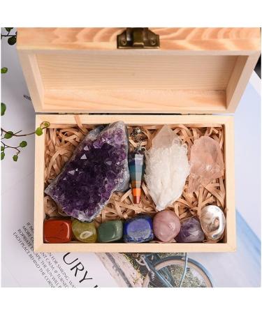 Room Decoration 11pc Natural Amethyst Cluster Quartz Crystal Specimen Stones Rough Ore Seven Stone Wooden Gift for Decoration Stone Generator Box - Buy Online on GoSupps.com