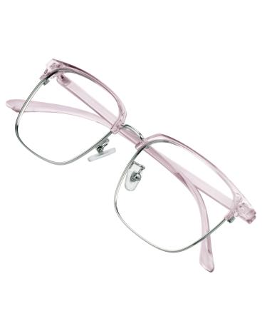 Vision global blue light blocker glasses for reading glare protection glasses help to reduce eye load and fatigue for women/men 6208_ clear pink (C6) 1.0 x