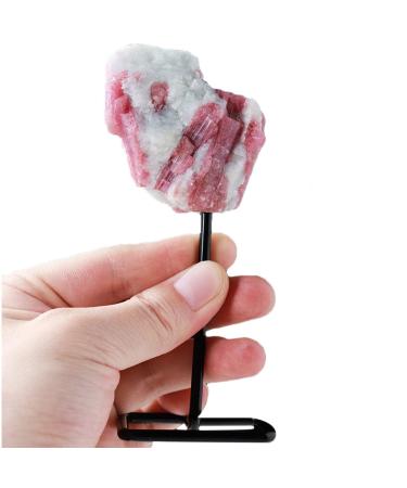 Crystal Rough Natural Rough Stones Pink Tourmaline with Display Stand Pink Crystal Original Speciment Raw Tourmaline of Plum Blossom for Home Decor Jewelry DIY Reiki Wicca Stone Set