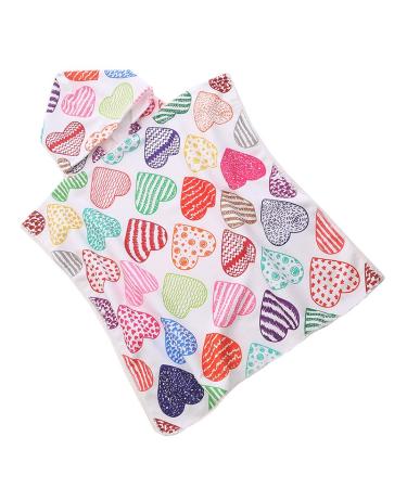 FEBE Bath Poncho Children Bath Towel With Hood Bathrobe for Toddler Hearts