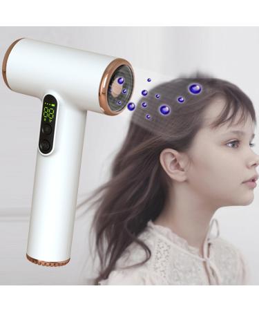 White Cordless Hair Dryer Low-Heat Hair Care Blow Dryer with LED Temperature Display 3 Levels Wind Speed Adjustment Fast Drying Low Noise Hair Dryer for Home/Painting