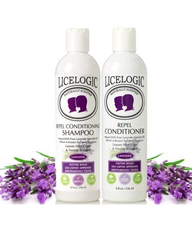 LiceLogic Lice Prevention Shampoo and Conditioner Set Made with Natural LICEZYME | Non Toxic Formula Safe for Daily Use | Repels Super Lice, Eggs and Nits Naturally | 8 oz Lavender