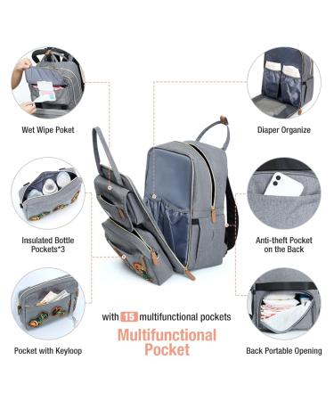 Buy Tonyeee Personalized Diaper Backpack | Stylish Travel Baby Bag with Removable Cross Body Bottle - Gray - Buy Online on GoSupps.com