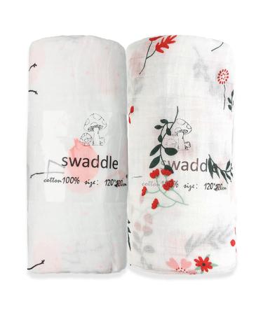 Norinori Muslin Squares Baby Swaddle Blanket - Muslin Cloths Blankets 100% Breathable Soft Cotton 47x47inch Multi Use Baby Swaddle Super Durable Reusable Newborn Essentials Pink 2
