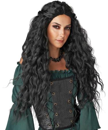PORSMEER Long Black Wavy Curl Wigs for Women Middle Part Fluffy Curly Black Wig Natural Looking Synthetic Heat Resistant Fiber Wigs Hair Replacement Wigs for Daily Party Use Wig (Black) - Buy Online on GoSupps.com