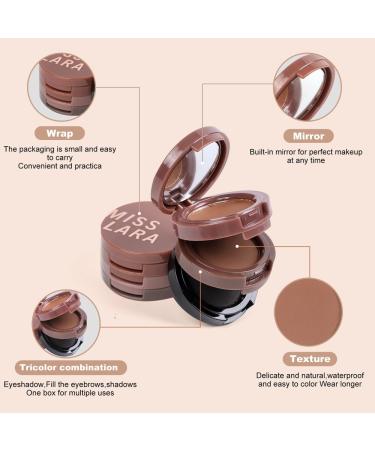 Buy Waterproof 3 Color Eyebrow Powder Palette - Long-Lasting Eyebrow Makeup for Perfect Brows | Light Brown Dark Brown Black - Buy Online on GoSupps.com