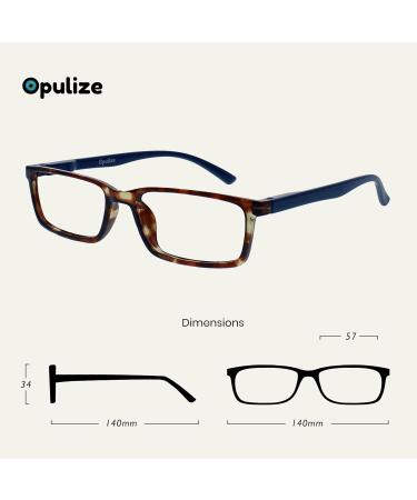 Opulize Sea Glasses | Blue Light Filter Gaming Glasses for Men | Narrow Frame & Spring Hinges | Anti-Reflective | +3.50 Diopters - Brown & Blue Arm - Buy Online on GoSupps.com