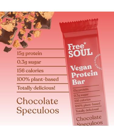 Free Soul Vegan Protein Bar | Plant Based Chocolate Protein Bar | High Protein Dairy Free Low Sugar Low Carb | Speculoos Flavor - 12 Count - Buy Online on GoSupps.com