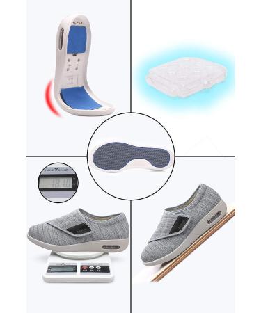 Women's Large Velcro Adjustable Diabetes Shoes for Elderly | Wide Anti-Slip Shoes with Air Cushioned Soles in Dark Gray - Buy Online on GoSupps.com