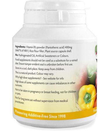 Vitamin B5 (Pantothenic Acid) 400mg x 90 Capsules (Magnesium Stearate Free) - Buy Online on GoSupps.com