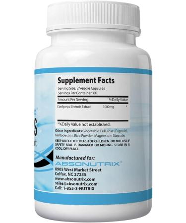 Absonutrix Cordyceps Sinensis Extract 1000 mg 4 Oz Liquid 60 Servings Made in USA Quality Potent Ingredients Third-Party Tested Non-GMO GMP Certified Cruelty-Free Products - Buy Online on GoSupps.com