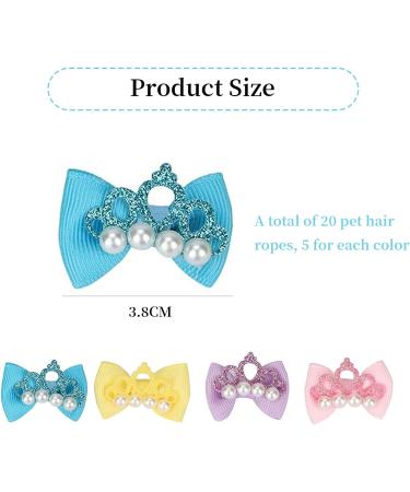 Dog Hair Bows with Rubber Bands 20 Pcs Cute Crown Pearl Bow Dog Hair Bands Hair Rope Pet Hair Accessories Grooming Products for Puppies Cats Small Animals - Buy Online on GoSupps.com