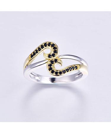 925 Sterling Silver Twist Ring with Simulated Black Spinel | Perfect Wedding & Mother's Day Gift - Size 6 US - Buy Online on GoSupps.com