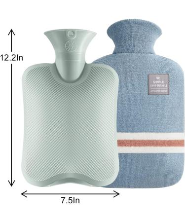 Large 2L Hot Water Bottle with Knitted Cover - Pain Relief & Comfort | Ideal Gift for Men Women & Kids - Blue & Green - Buy Online on GoSupps.com