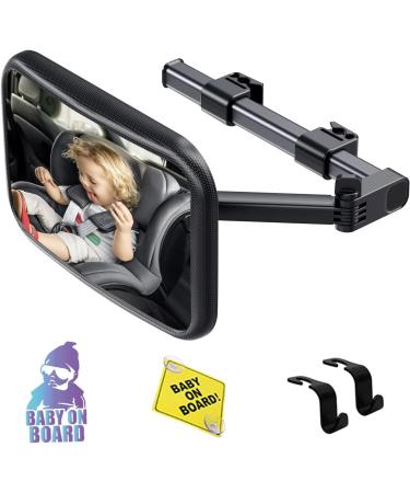 Shengzhou baby car mirror 360 mirror car baby back seat with pull -out arms car mirror baby rear seat baby initial equipment newborn + 2 baby on board stick & 2 car headrests hook