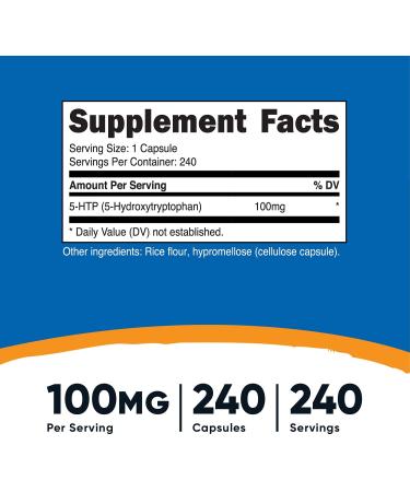 Nutricost 5-HTP 100mg - 240 Vegetarian Capsules | Gluten Free & Non-GMO - Buy Online on GoSupps.com