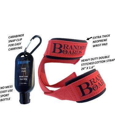 Branded Boards HD Cotton Padded Weightlifting Deadlifting Straps | Camo Red & Black 1 Pair + 50ml Liquid Chalk Bottle - Buy Online on GoSupps.com
