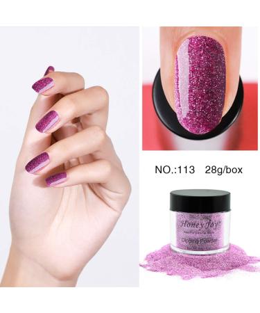 28g Dark Pink Glitter Dipping Powder for Salon Nails - No Lamp Cure, Gel-Like Finish - HJ-ND064B-No.113 - Buy Online on GoSupps.com