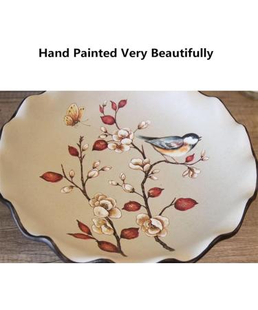 Fruit Bowl Fruit Dish New Chinese Retro Handmade Round Wave Pattern Ceramic Fruit Bowl Living Room Kitchen Decor Fruit Plate Candy Bowl Fruit Plate - Buy Online on GoSupps.com