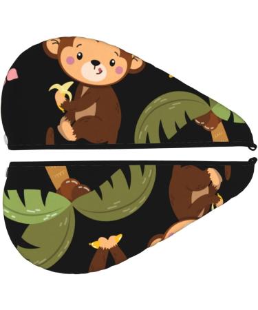 Buy Microfiber Hair Drying Cap - Monkeys Swinging from Palms | Soft Absorbent Towel Wrap for Quick Drying Curly Long & Thick Hair - Buy Online on GoSupps.com