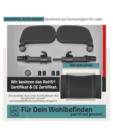 Honax Premium Headrest for Children & Adults - No Tools Needed! | Neck Support Pillow for Cars | Travel Pillow | Comfortable Leather Black Design - Buy Online on GoSupps.com