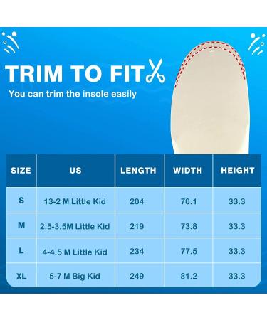 Kids Flat Feet Arch Support Insoles - Blue M (Size 2.5-3.5) for Plantar Fasciitis, Fallen Arches, Heel Pain - Buy Online on GoSupps.com