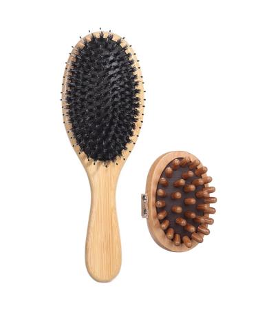 Wild boar brass brush tianher 2 PCs bamboo hairbrush hair brush without ziepen scalp massage brush scalp massager with wood natural pins to improve hair texture and head massage