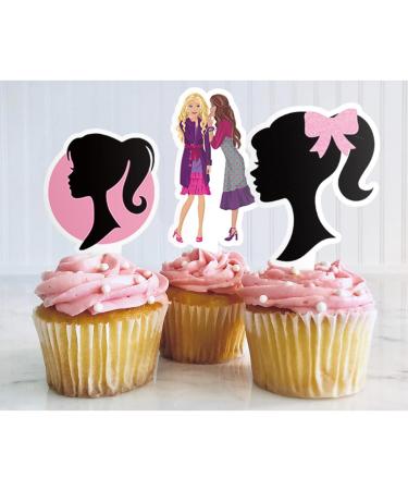 24 Girl Theme Cupcake Toppers Happy Birthday Cake Toppers Party Supplies Favor Cake Decorations - Buy Online on GoSupps.com