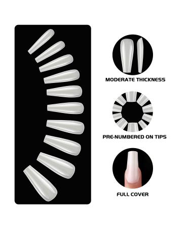 Easkep 600Pcs Coffin Fake Nails - Natural Acrylic Nail Tips for DIY Nail Art | Full Cover False Nails with Box for Nail Salons - 10 Sizes Available - Buy Online on GoSupps.com