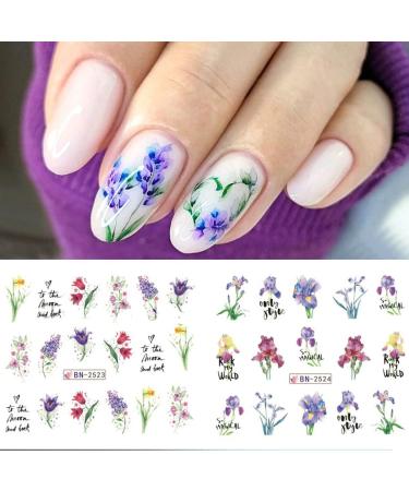 Spring Flower Water Transfer Nail Stickers - Butterfly & Dragonfly Decals for Acrylic Nails - Floral Design for Women - Nail Decorations & Supplies - Buy Online on GoSupps.com