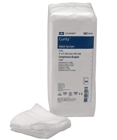 COVIDIEN 2634 Curity Gauze Sponge Non-Sterile 4 x 4 12-Ply 200 Count(Pack of 2)