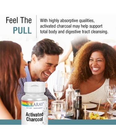 Solaray Activated Charcoal 280mg | Coconut Source | Healthy Inner Cleansing & Digestive Tract Support | Non-GMO Vegan | 90 Capsules - Buy Online on GoSupps.com