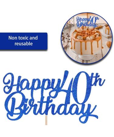 Personalised Cake Topper Happy 40th Birthday Cake Decoration Sparkling Cake Topper for Adult Birthday Party Decoration - Buy Online on GoSupps.com