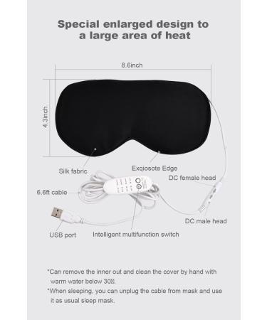 Emacombo Heated Eye Mask - Reusable Silk Steaming Mask with Temperature Control for Puffy, Dry, Tired Eyes - USB Powered - Buy Online on GoSupps.com
