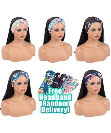 Straight Hair Headband Wigs for Black Women | 18 Human Hair Wig 150% Density No Lace Natural Color - Buy Online on GoSupps.com