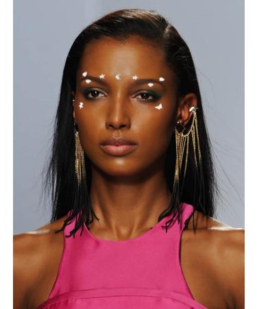 Wosois Crystal Face Rhinestones Stickers - White Star Gems Butterfly Self-adhesive Tattoo Sticker for Women and Girls (3Pcs) - Buy Online on GoSupps.com