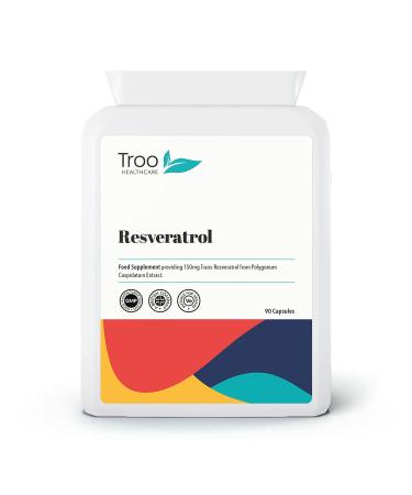 Trans Resveratrol Supplement 150mg - 90 Easy Swallow Daily Capsules - Providing Trans-Resveratrol from Polygonum Cuspidatum Extract- UK Manufactured to GMP code of practice