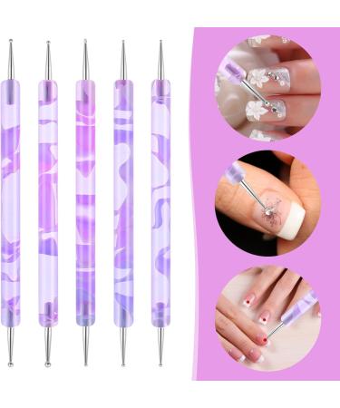 5Pcs Nail Dotting Pen Nail Art Tools Dotting Painting Pen Polish Carving Tool 2 Way Nail Design Dotting Tool for Gel Polish Decoration Purple - Buy Online on GoSupps.com