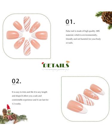 Vatocu Christmas False Nails - Short Red Press On Nails with Snowflakes, Elk, Snowman Designs (24pcs) for Women and Girls - Buy Online on GoSupps.com